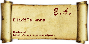 Eliás Anna névjegykártya